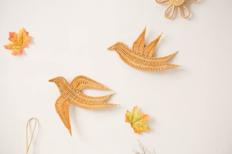 Boys Nursery Decor with Rattan Bird, Neutral Nursery Room, Animal Decor for Baby room,