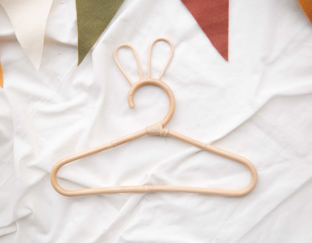 Rattan Hanger for kids with bunny shape, Keep the nursery tidy with cute rattan hanger