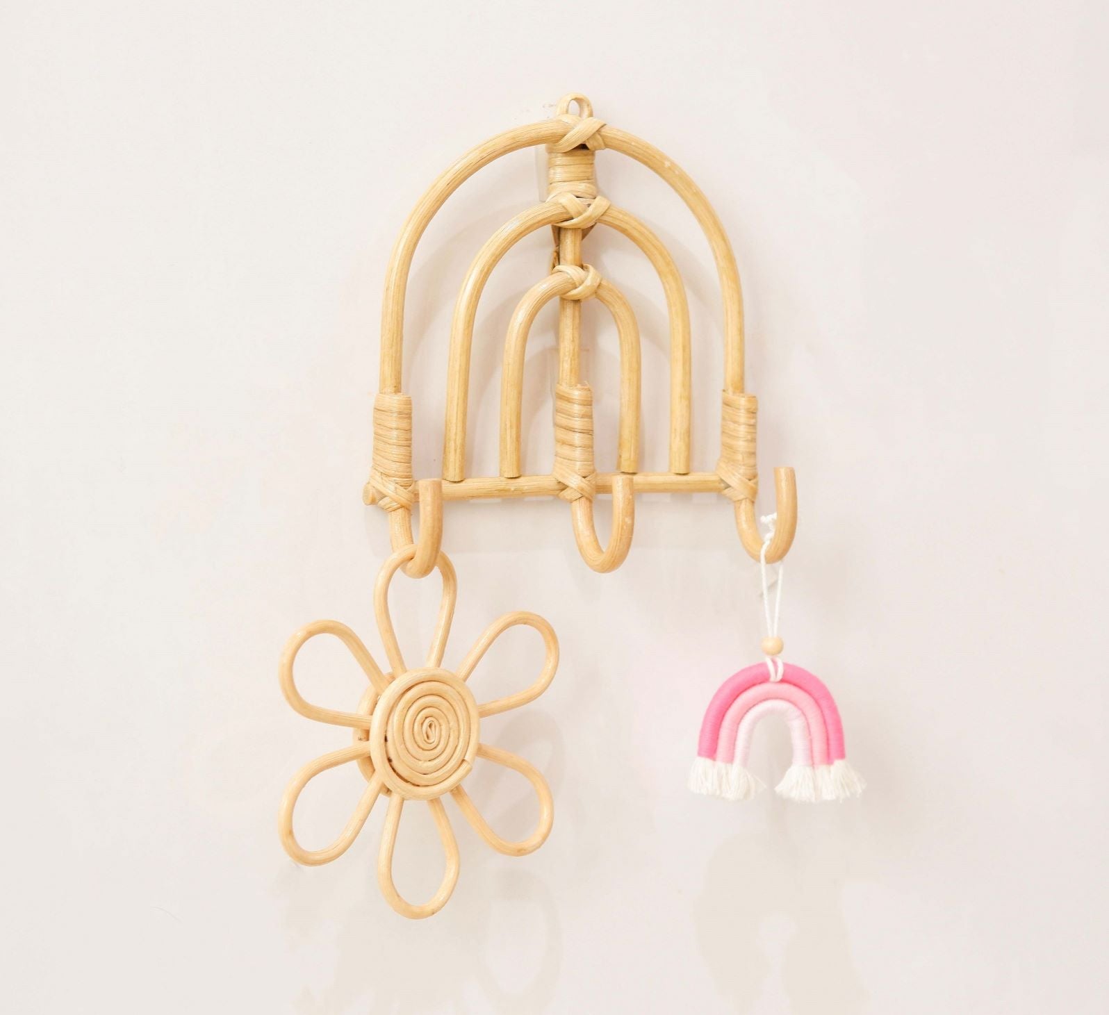 Rattan Rainbow Hook | Rattan Wall Hook Mini | Nursery Wall Hook | Keychain Wall Hook