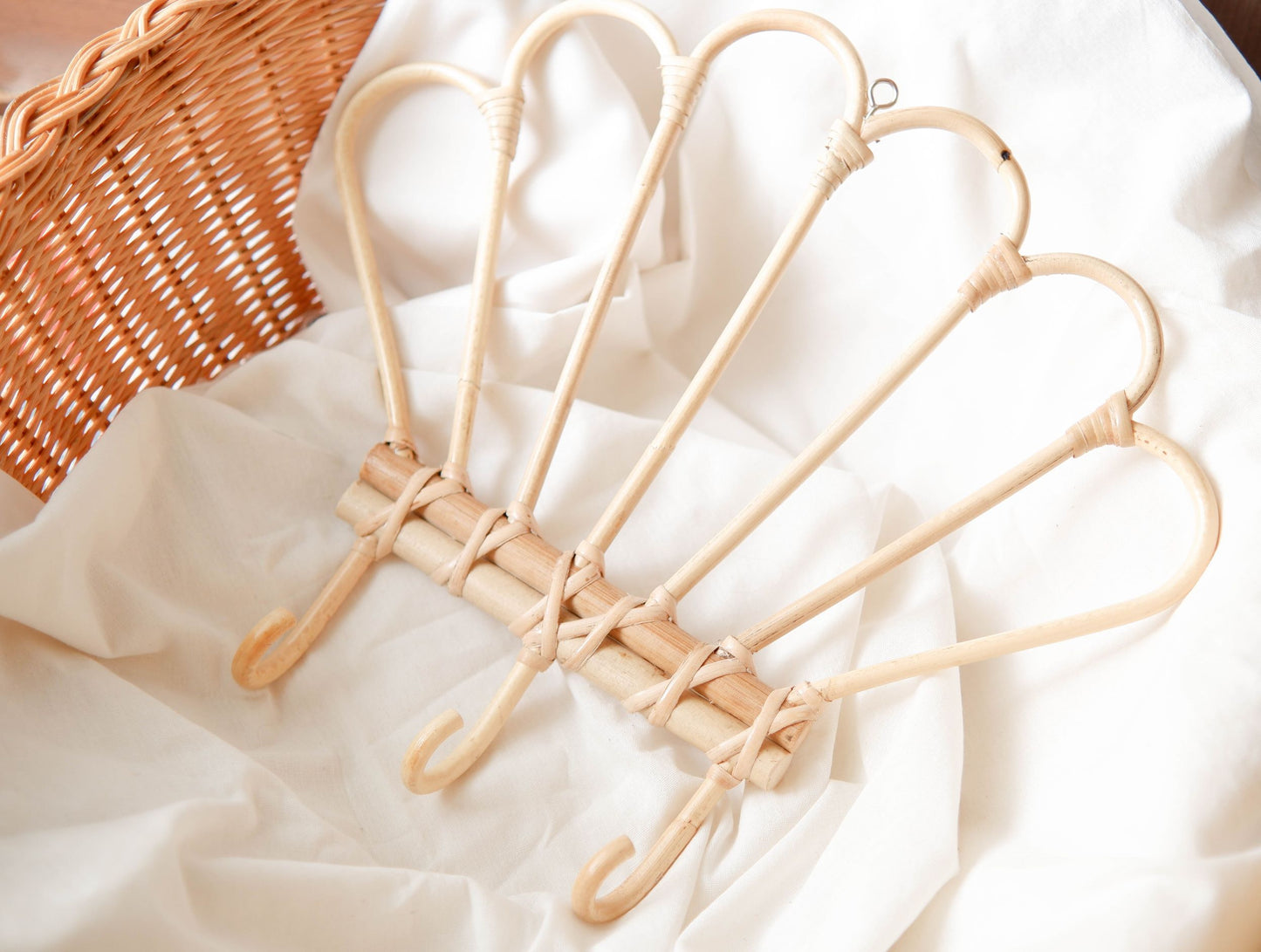 Rattan Shell Wall Hook | Baby Clothes Hanger | Boho Kids Room Decor | Natural Girls Room Decor