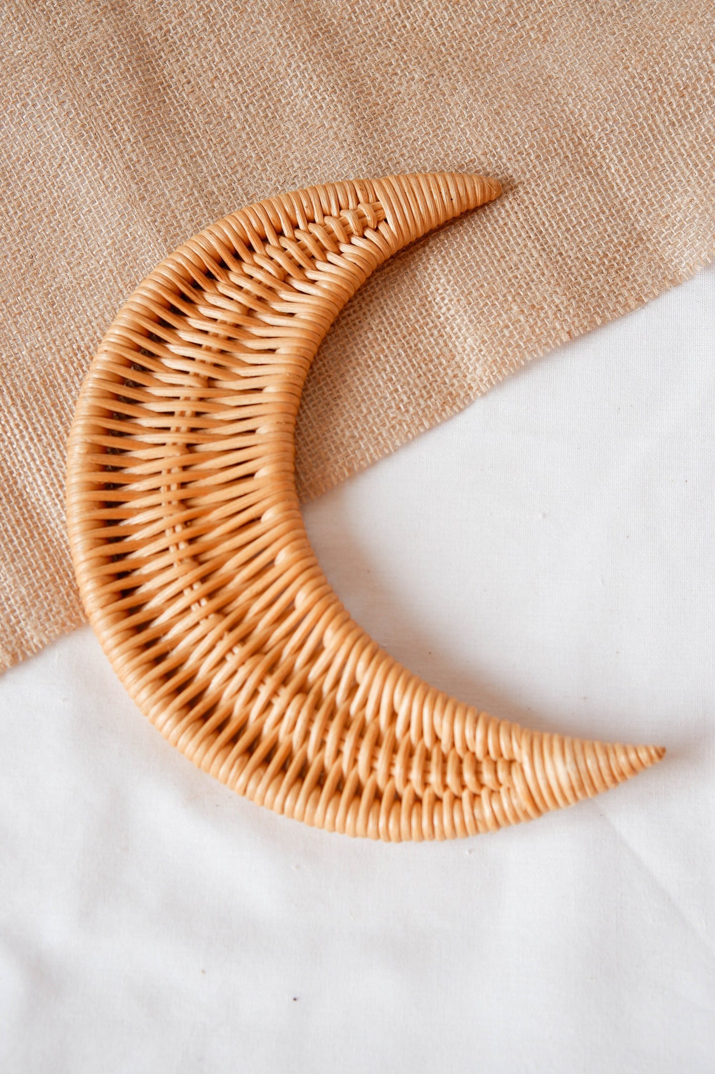 Rattan Moon Nursery Wall Decor, Rattan Cresent Moon Wall Hanging, Nursery Wall Decor, Wicker Nursery Shelf Decor, Boho Kids Playroom Decor