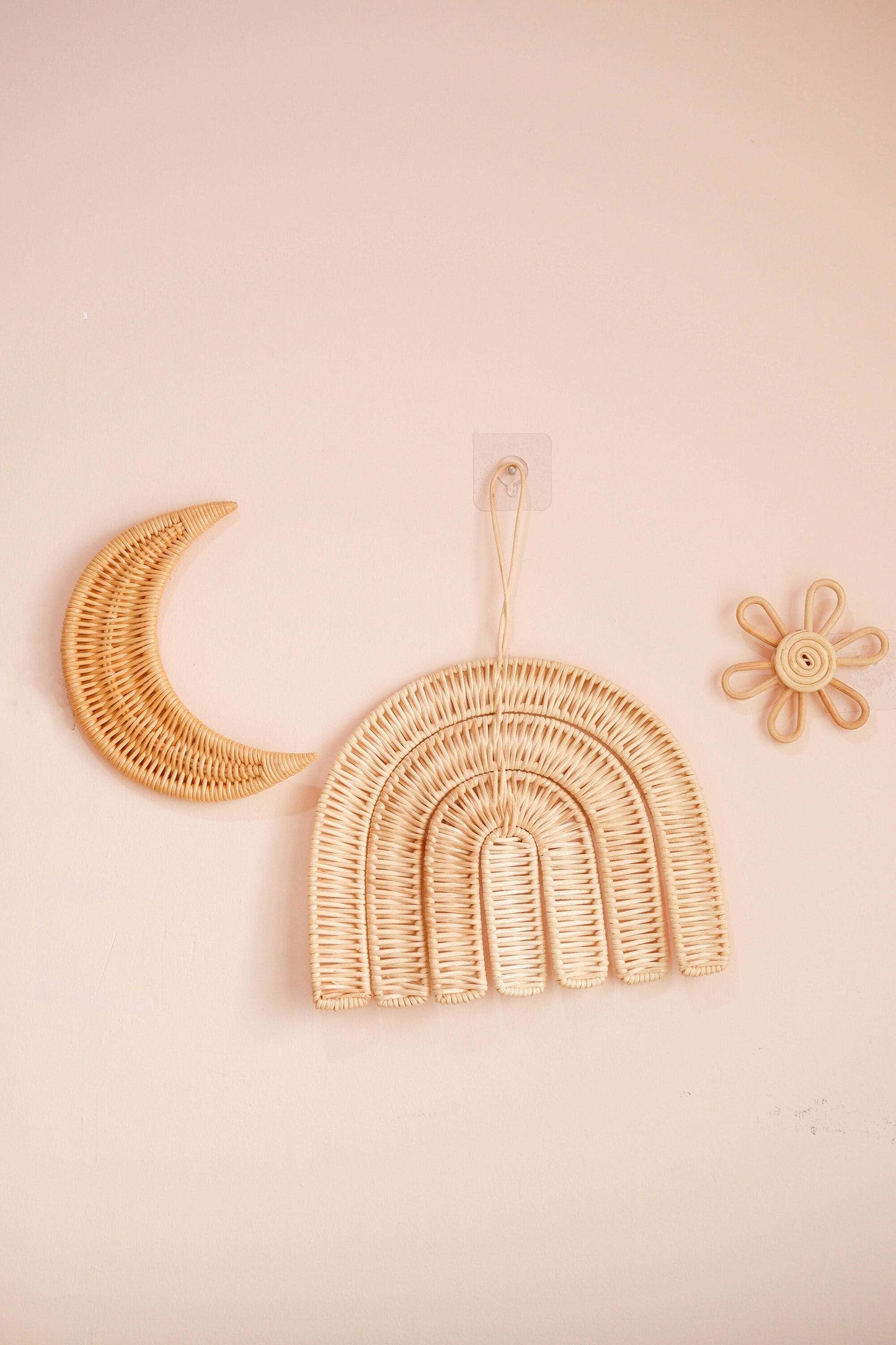 Rattan Moon Nursery Wall Decor, Rattan Cresent Moon Wall Hanging, Nursery Wall Decor, Wicker Nursery Shelf Decor, Boho Kids Playroom Decor