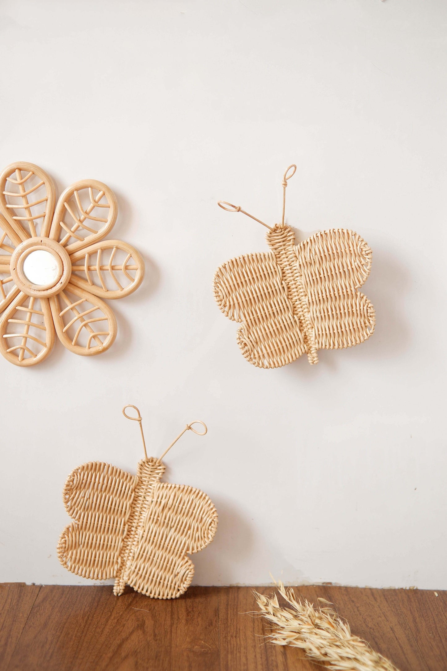 Rattan Butterlfy Wall Decor Set, Rattan Nursery Wall Decor, Buttterfly Kids Decor, Boho Girl Nursery Decor, Birthday Party Decor Kids