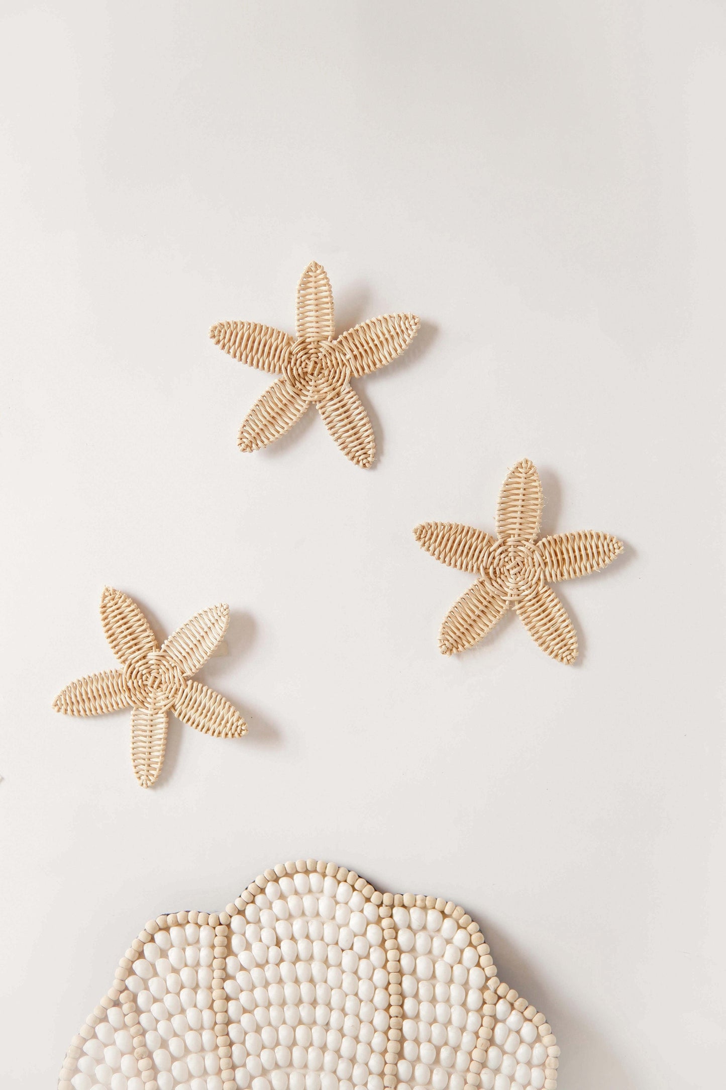 Rattan Nursery Wall Decor Set, Rattan Starfish Decor, Beach Nursery Decor, Boho Nursery Wall Decor, Beach Baby Shower Favor, Kids Playroom