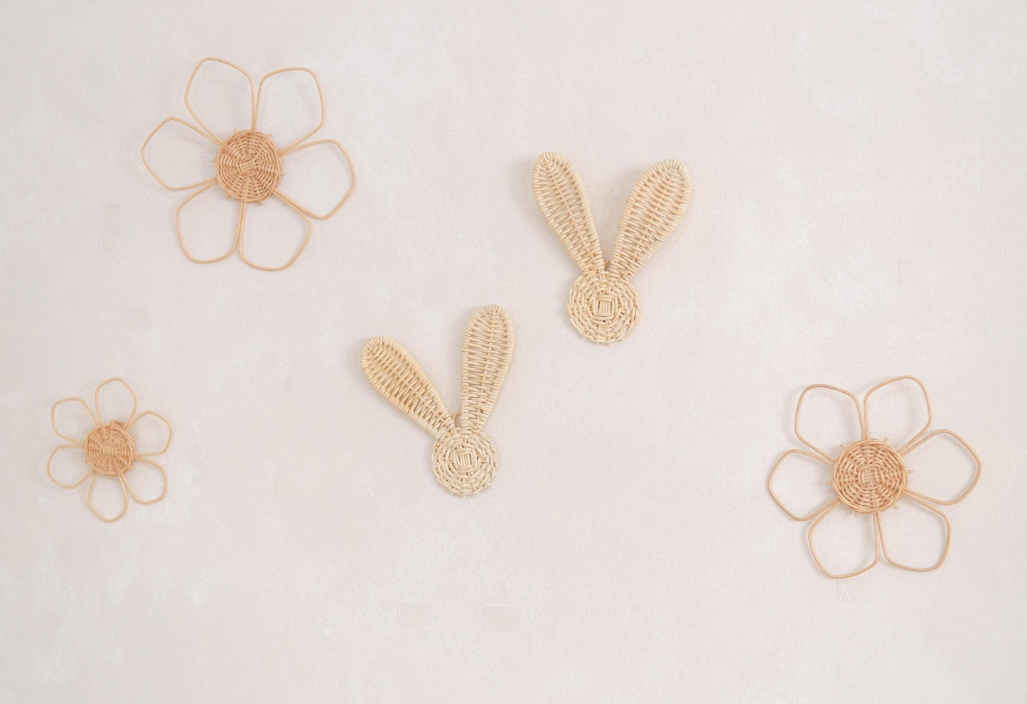 Rattan Flower Wall Decor Set 3, Daisy Rattan Nursery Decor, Boho Rattan Girl Nursery Flower, Boho Kids Bedroom Decor, Playroom Decor Girl