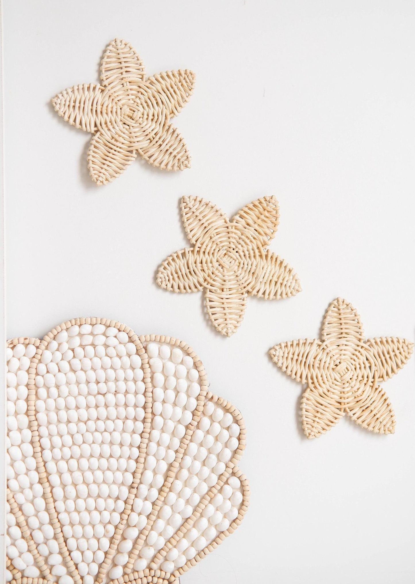 Rattan Nursery Wall Decor Set, Boho Wall Decor For Nursery, Rattan Starfish Nursery Decor, Toddler Room Decor Boho, Boho Beach Girl Nursery