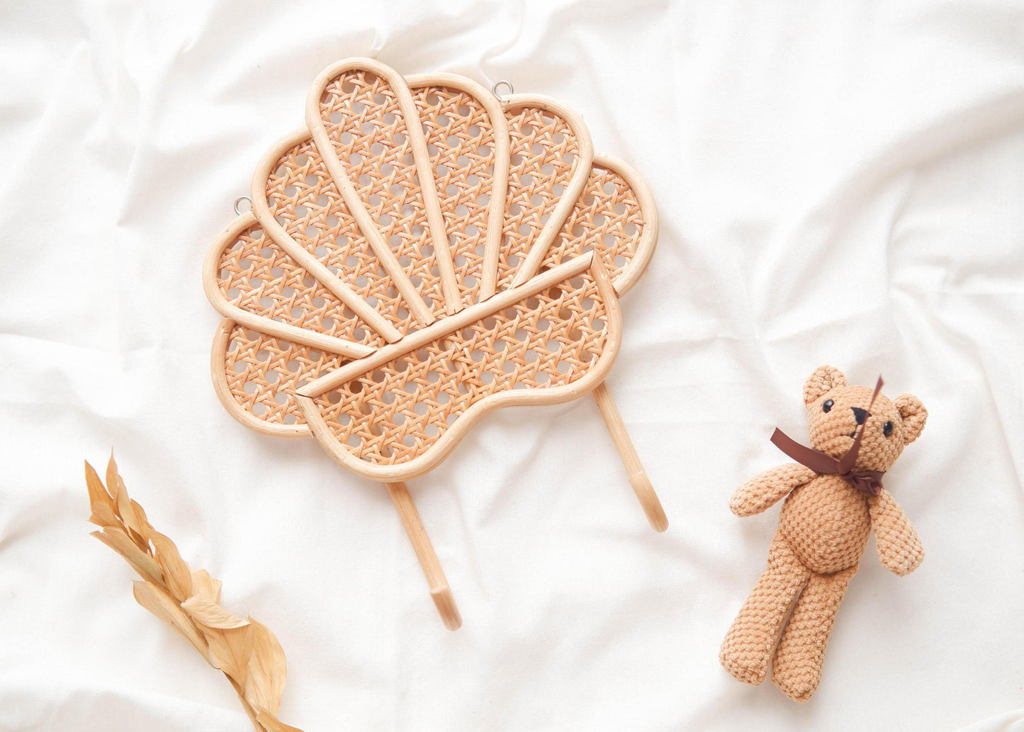 Rattan Shell Wall Hanger, Rattan Shell Wall Hook, Rattan Nursery Decor, Beach Nursery Decor For Girl, Kids Room Ocean Decor, Coastal Baby