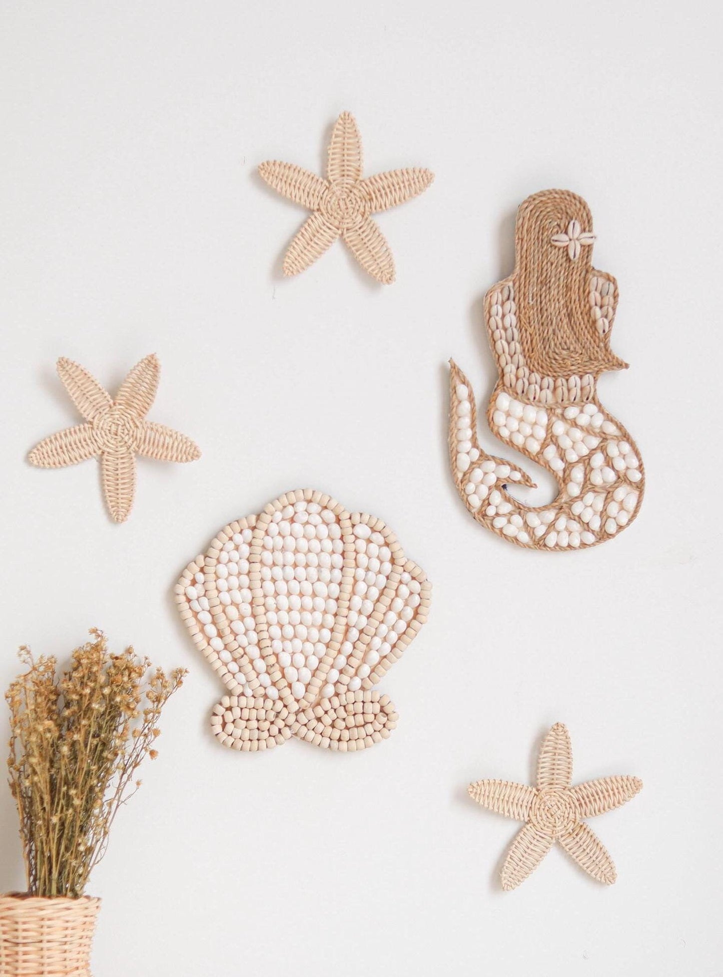 Sea Shell Wall Decor, Boho Nursery Wall Decor, Baby Girl Decoration Room, Seashell Nursery Decor, Boho Beach Nursery Decor, Ocean Baby Decor