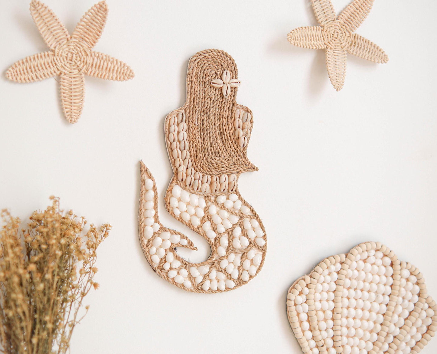 Mermaid Sea Shell Wall Decor, Boho Nursery Wall Decor, Mermaid Ocean Girls Room, Mermaid Decor for Kids, Boho Beach Nursery Decor, Baby Room