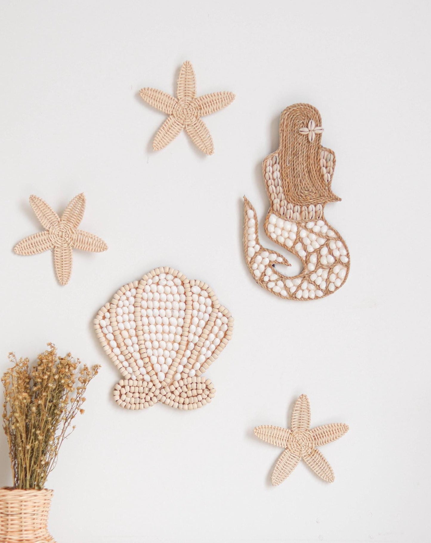 Mermaid Sea Shell Wall Decor, Boho Nursery Wall Decor, Mermaid Ocean Girls Room, Mermaid Decor for Kids, Boho Beach Nursery Decor, Baby Room