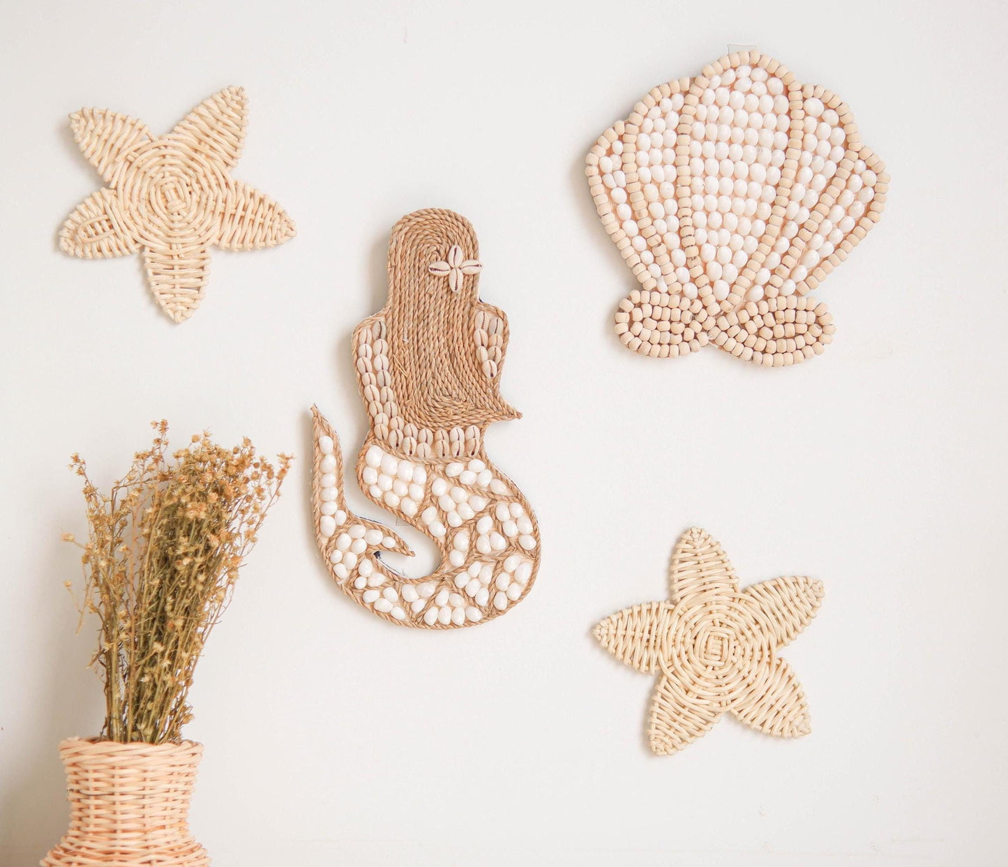 Mermaid Sea Shell Wall Decor, Boho Nursery Wall Decor, Mermaid Ocean Girls Room, Mermaid Decor for Kids, Boho Beach Nursery Decor, Baby Room