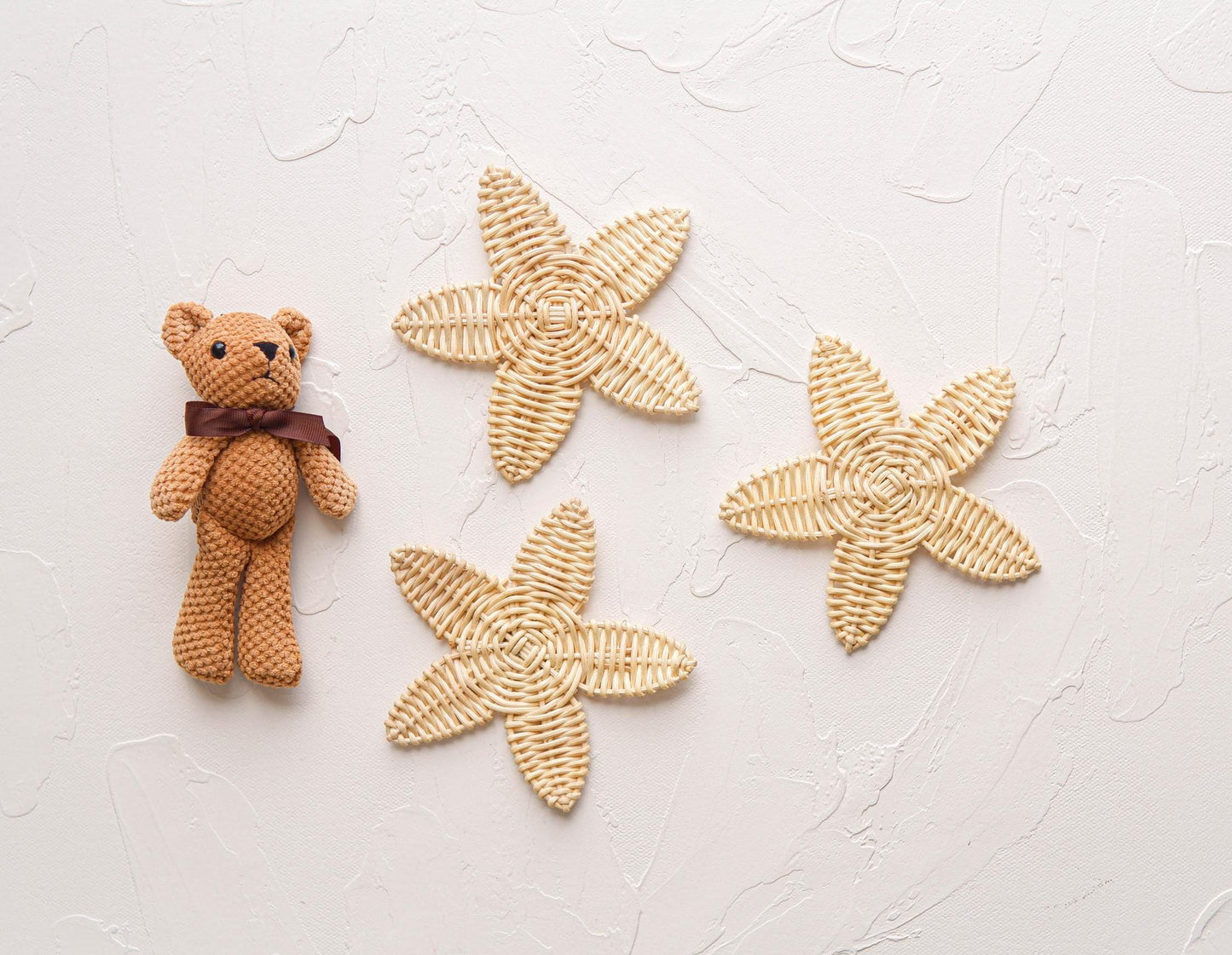 Rattan Nursery Wall Decor Set, Rattan Starfish Decor, Beach Nursery Decor, Boho Nursery Wall Decor, Coastal Baby Room Decor, Kids Playroom
