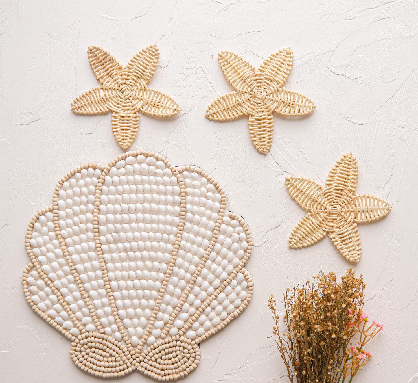 Rattan Nursery Wall Decor Set, Rattan Starfish Decor, Beach Nursery Decor, Boho Nursery Wall Decor, Coastal Baby Room Decor, Kids Playroom