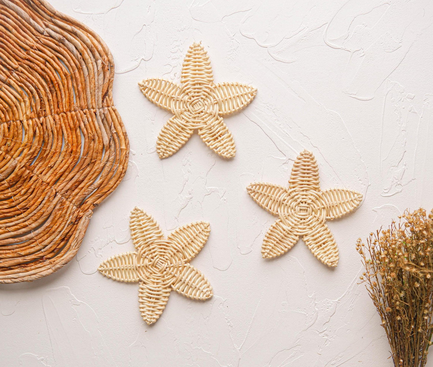 Rattan Nursery Wall Decor Set, Rattan Starfish Decor, Beach Nursery Decor, Boho Nursery Wall Decor, Coastal Baby Room Decor, Kids Playroom