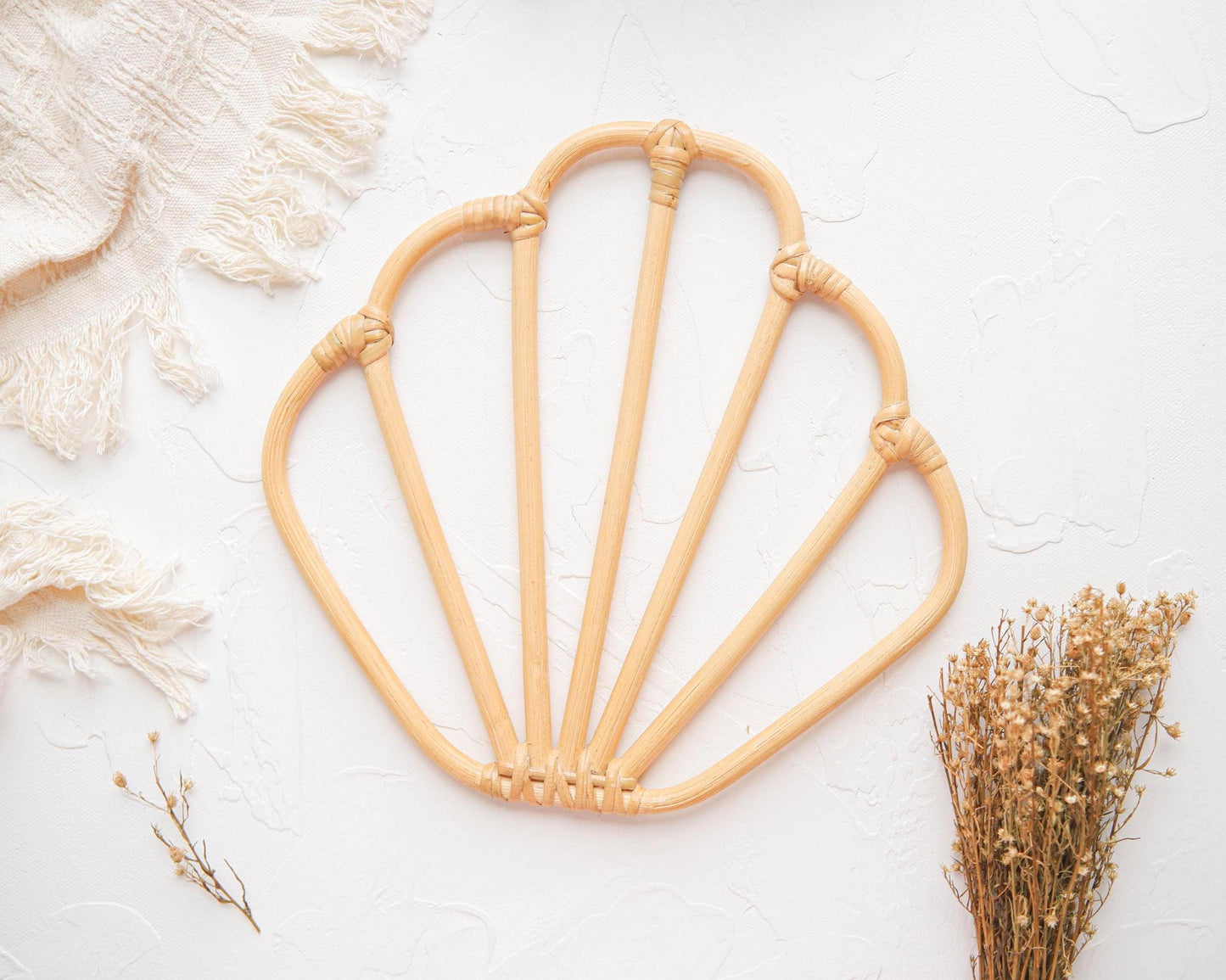 Rattan Sea Shell Wall Decor, Boho Rattan Nursery Wall Decor, Shell Nursery Decor, Beach Baby Wall Decor, Coastal Kids Playroom Decoration
