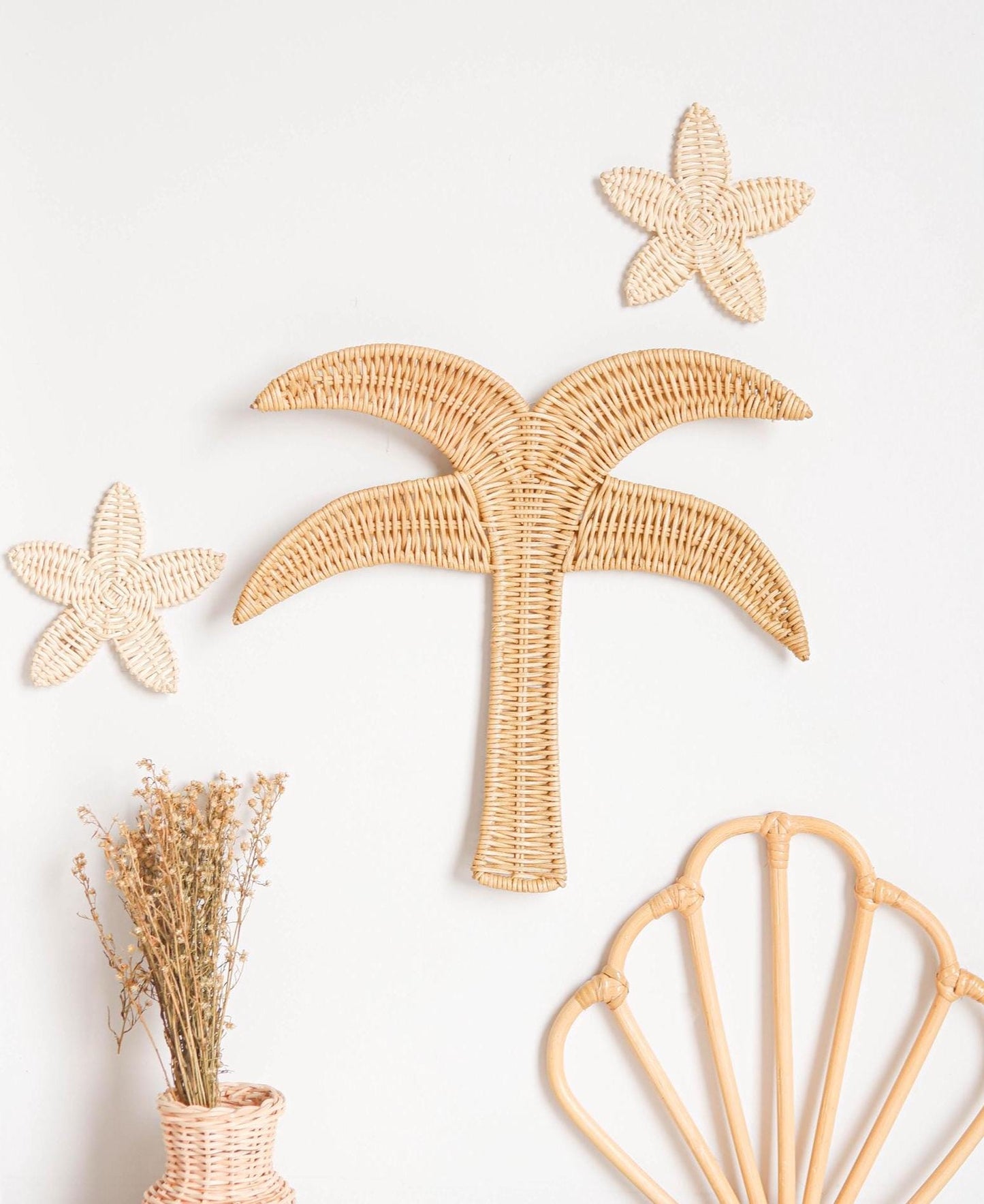 Rattan Palm Tree Wall Decor, Rattan Nursery Wall Decor, Boho Beach Nursery Decor, Surfer Kids Room Decor, Wicker Kids Decor, Kids Playroom