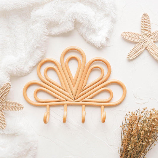 Rattan Flower Hook, Rattan Daisy Wall Decor, Boho Nursery Decor, Boho Baby Room Decor, Daisy Decor for Nursery, Floral Theme Nursery Decor