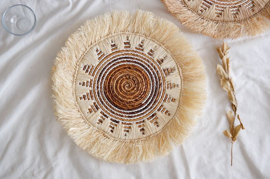 Boho Basket Wall Decor, Hanging Wall Natural Decor, Fringe Hanging Wall Decor, Boho Decoration, Natural Round Wall Basket