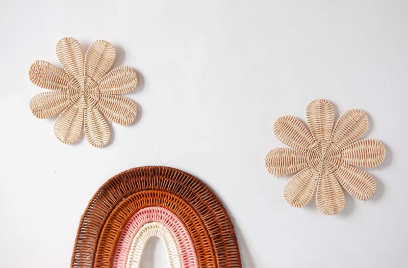 Rattan Wallflower Set Of 3- Boho Nursery Decor - Rattan Nursery Items - Nursery deals Wall Decor