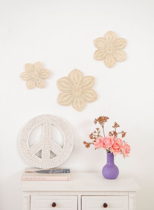 Rattan Daisy Wall Decor for Girls Nursery Decor, Boho Kids Playroom Decor, Neutral Baby Room Decor, Decor Above Crib, Kids Playroom Decor