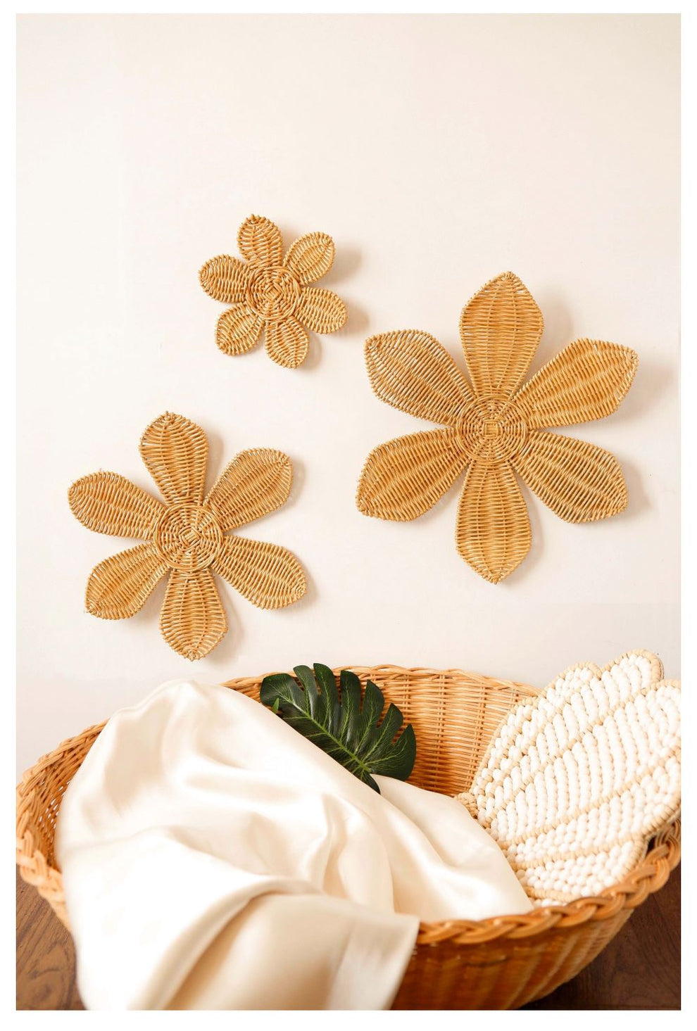 Rattan Daisy Flower Nursery Wall Decor | Boho Girls Bedroom Decor ...