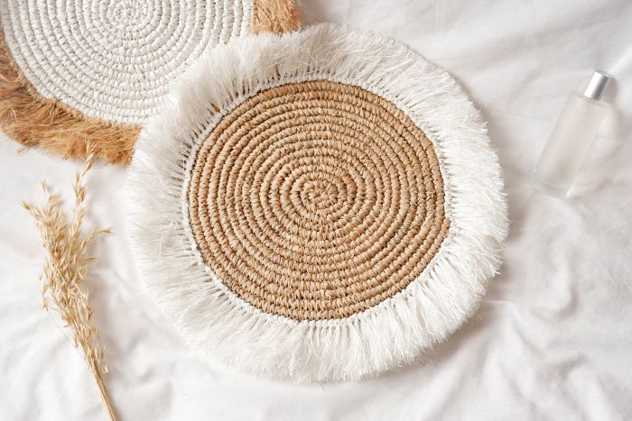 Boho Wall Basket Decor, Fringe Raffia Wall Decor, Boho Wall Hanging Set, Boho Basket Wall Decor, Bohemian Decoration