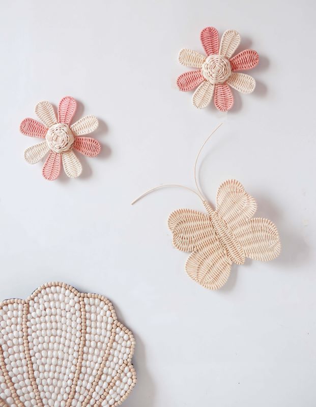 Daisy Decor for Kids Bedroom, Rattan Flower Wall Decor for Kids Play room corner