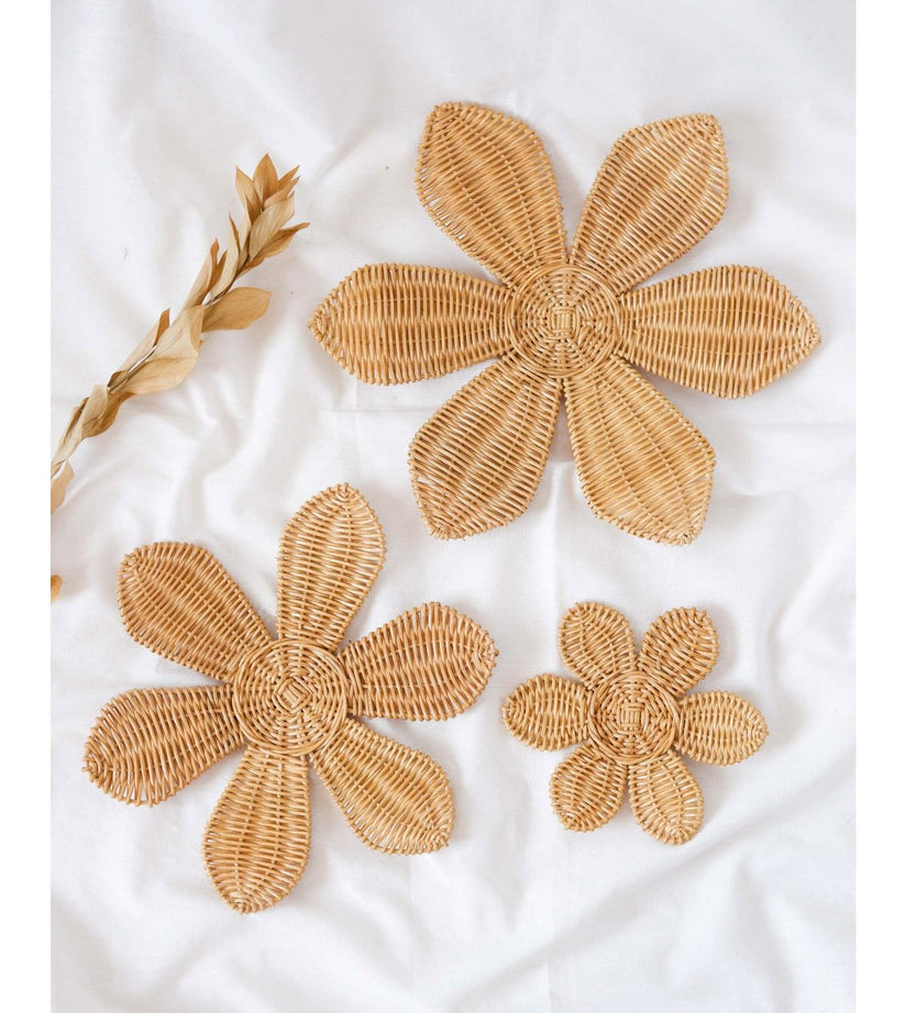 Rattan Daisy Flower Nursery Wall Decor | Boho Girls Bedroom Decor ...