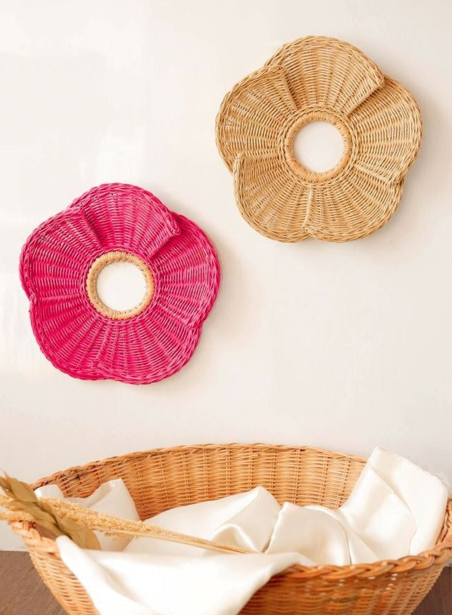 Rattan Daisy Flower | Pink Flower for Girl Nursery Decor | Boho Girls Nursery Ideas