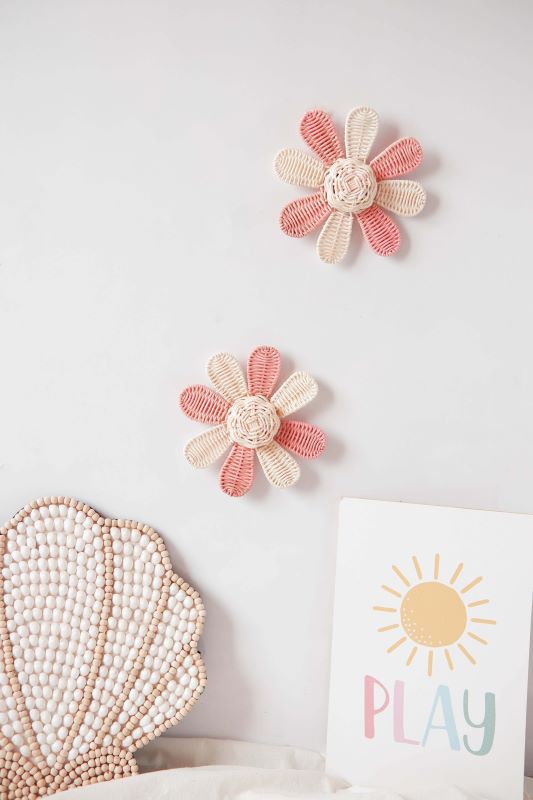 Rattan Daisy Flower for Girls Nursery Decor and Kids Playroom Decor