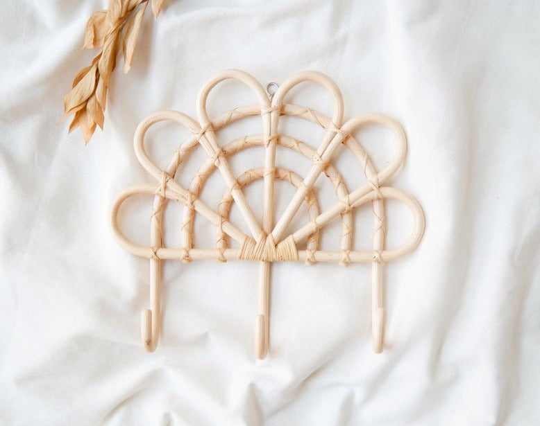 Rattan Flower Wall Hook for Boho Nursery Decor