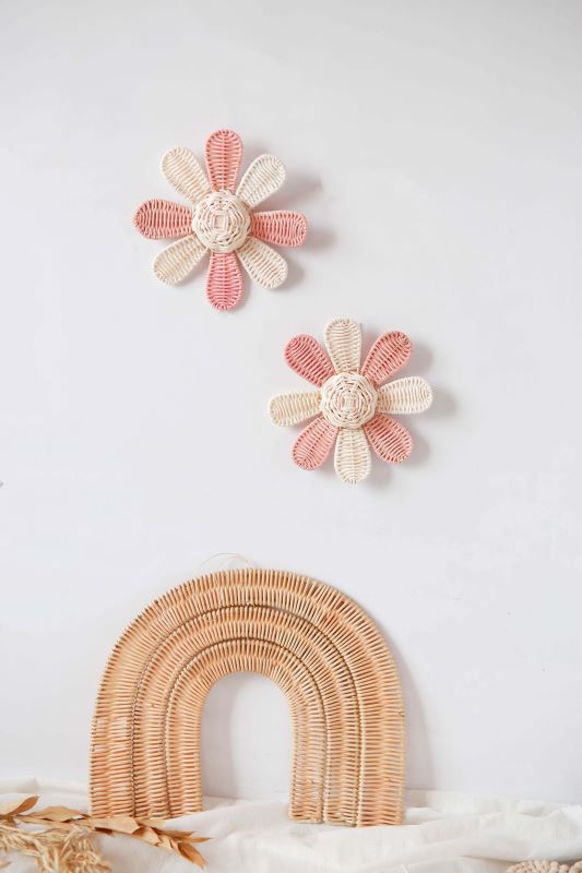 Daisy Decor for Kids Bedroom, Rattan Flower Wall Decor for Kids Play room corner