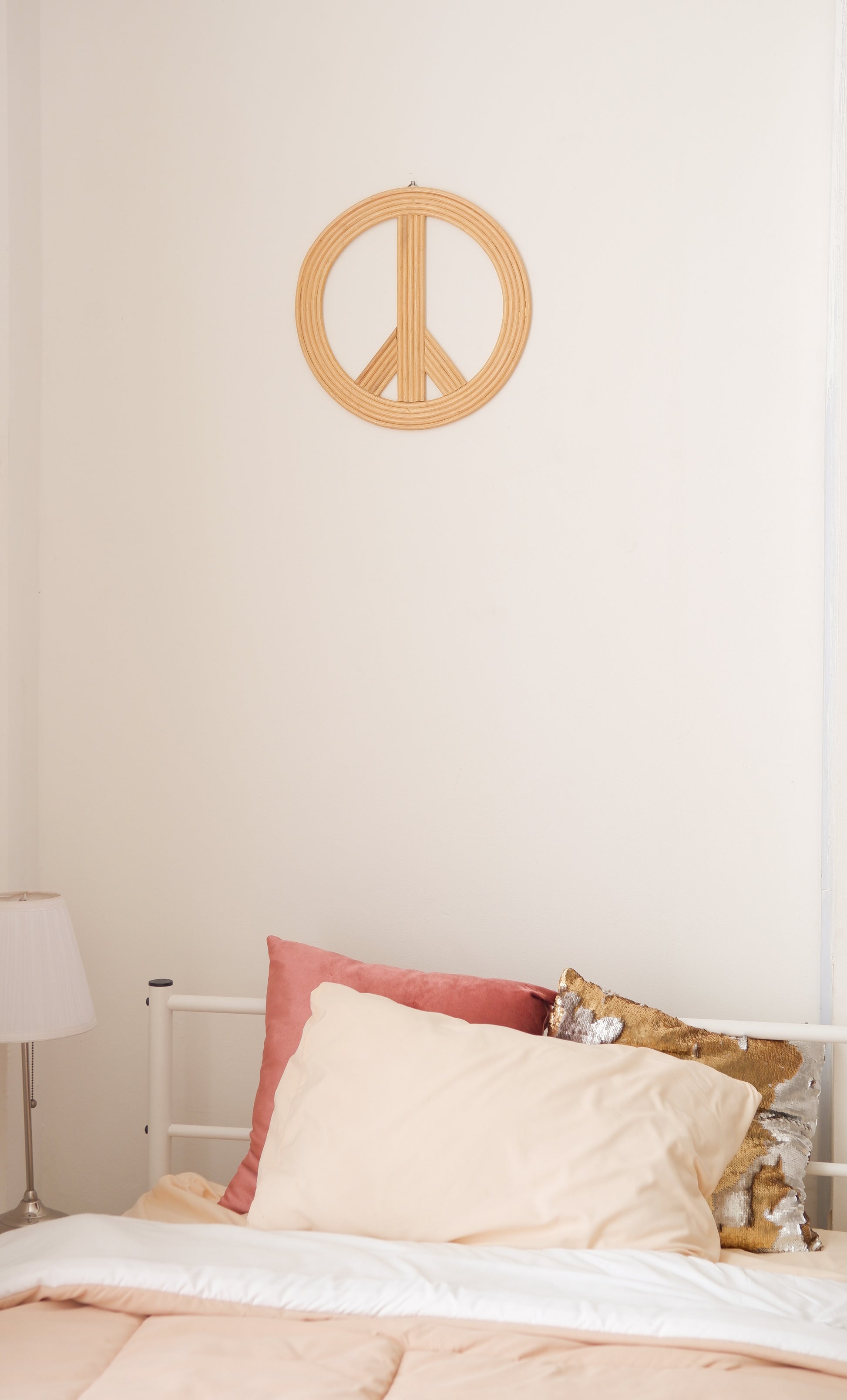 Coastal Nursery Theme with Rattan Peace Sign | Nautical Nursery | Boho Coastal Kids Playroom