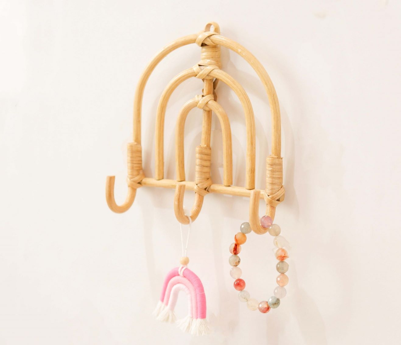 Rattan Rainbow Hook | Rattan Wall Hook Mini | Boho Nursery Wall Hook | Keychain Wall Hook  | Beach Babyroom Decor