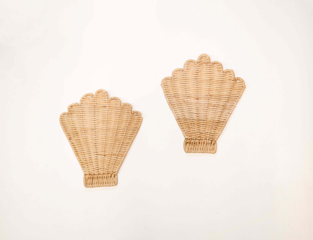 Rattan Sea Shell for Boho Beach Nursery Decor Theme, Gifts for Baby and Newborn, Natural Baby Room Decor using Rattan Wall Decor