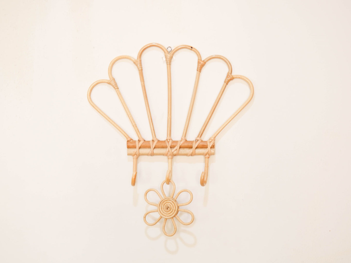 Rattan Shell Wall Hook | Baby Clothes Hanger | Boho Kids Room Decor | Natural Girls Room Decor