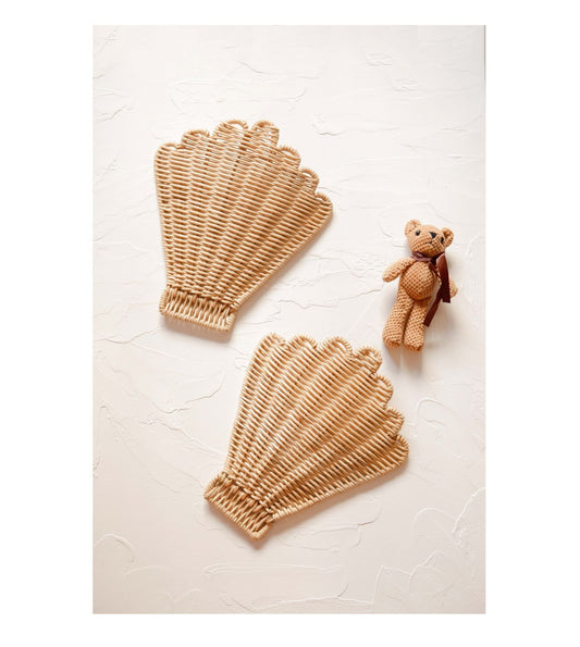 Rattan Sea Shell for Boho Beach Nursery Decor Theme, Gifts for Baby and Newborn, Natural Baby Room Decor using Rattan Wall Decor