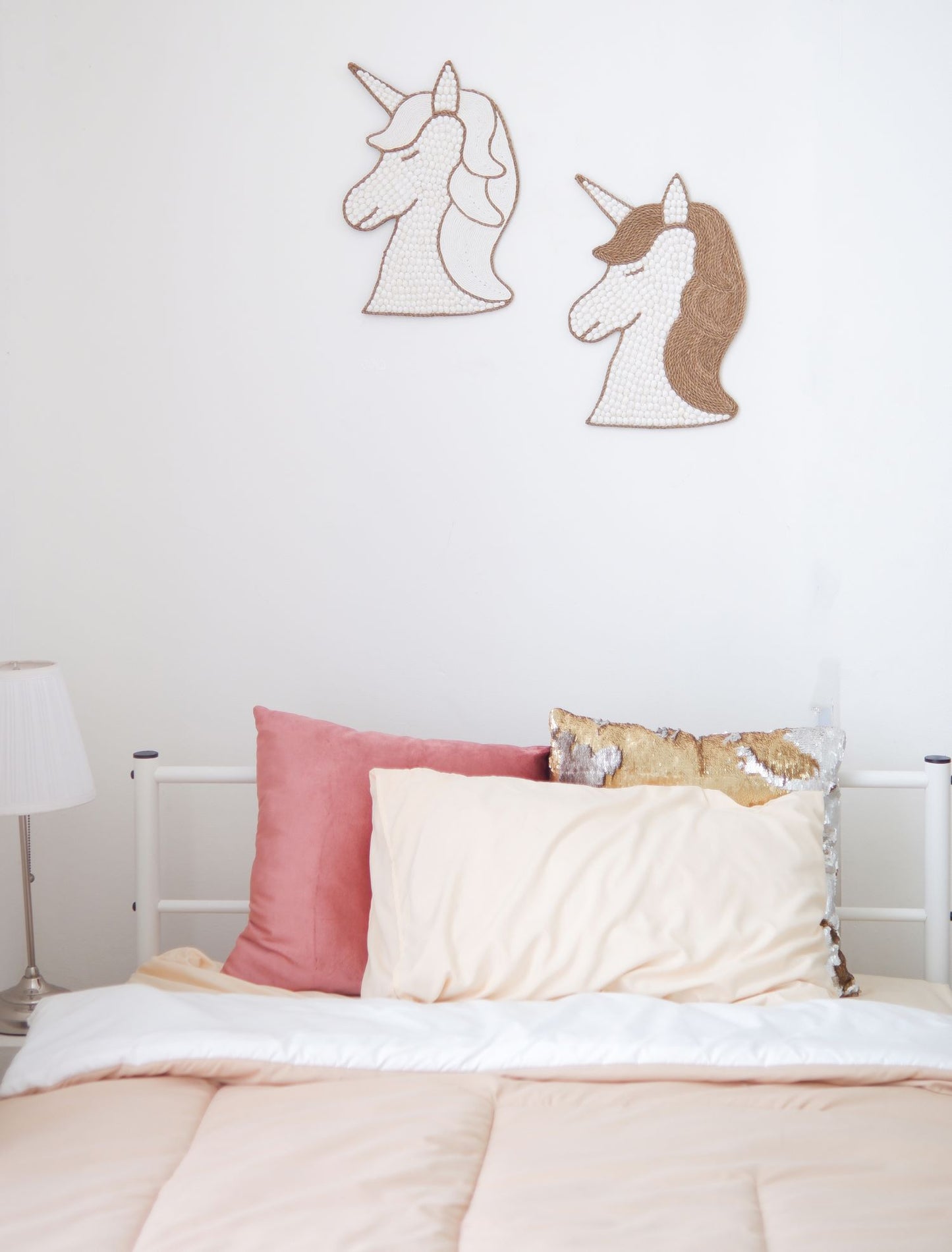 Unicorn Nursery made from White Sea Shell perfect for a boho or coquette-themed nursery and little girl's room, perfect for adding a touch of coastal in baby room