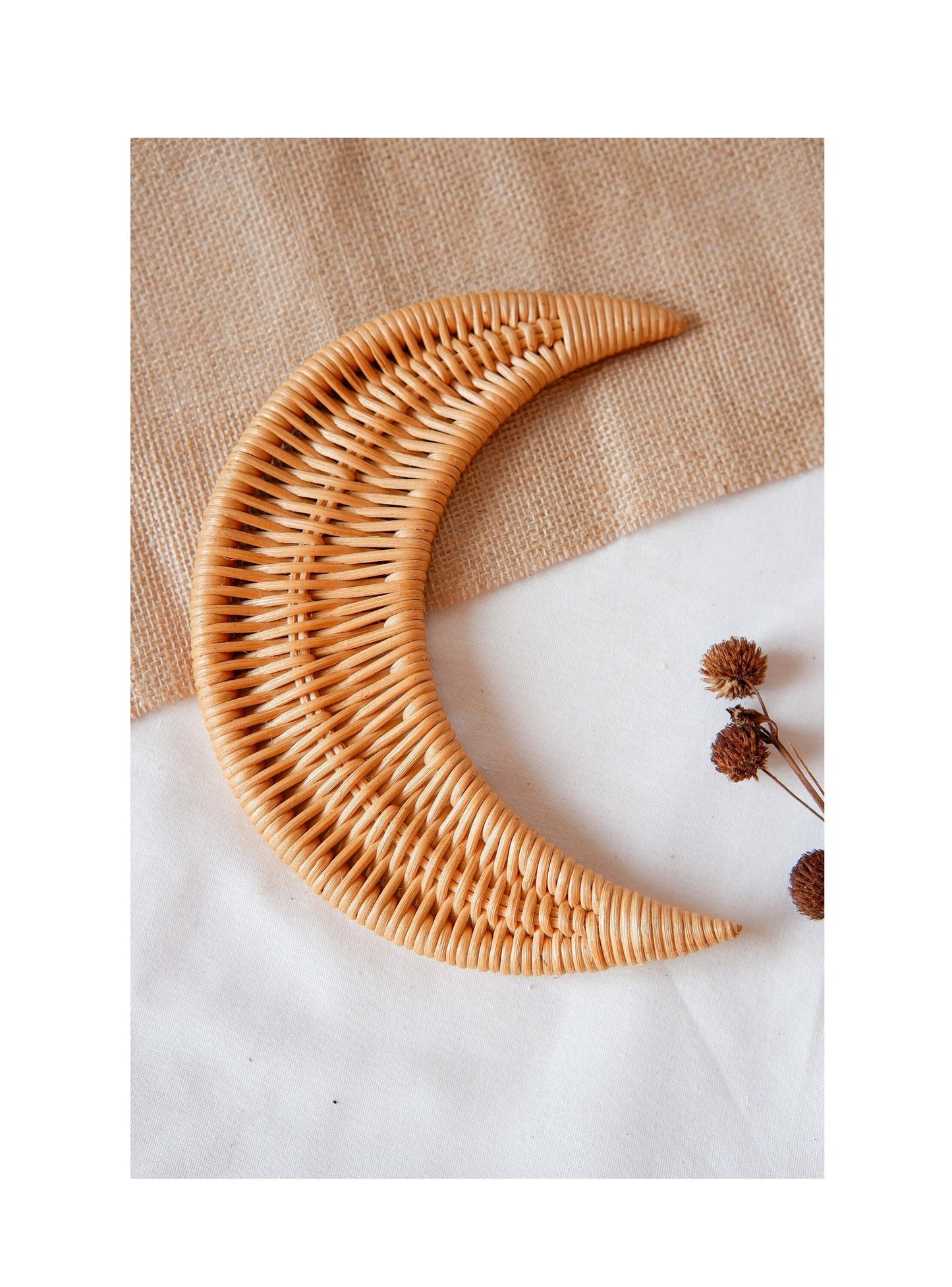 Rattan Moon Nursery Wall Decor, Rattan Cresent Moon Wall Hanging, Nursery Wall Decor, Wicker Nursery Shelf Decor, Boho Kids Playroom Decor