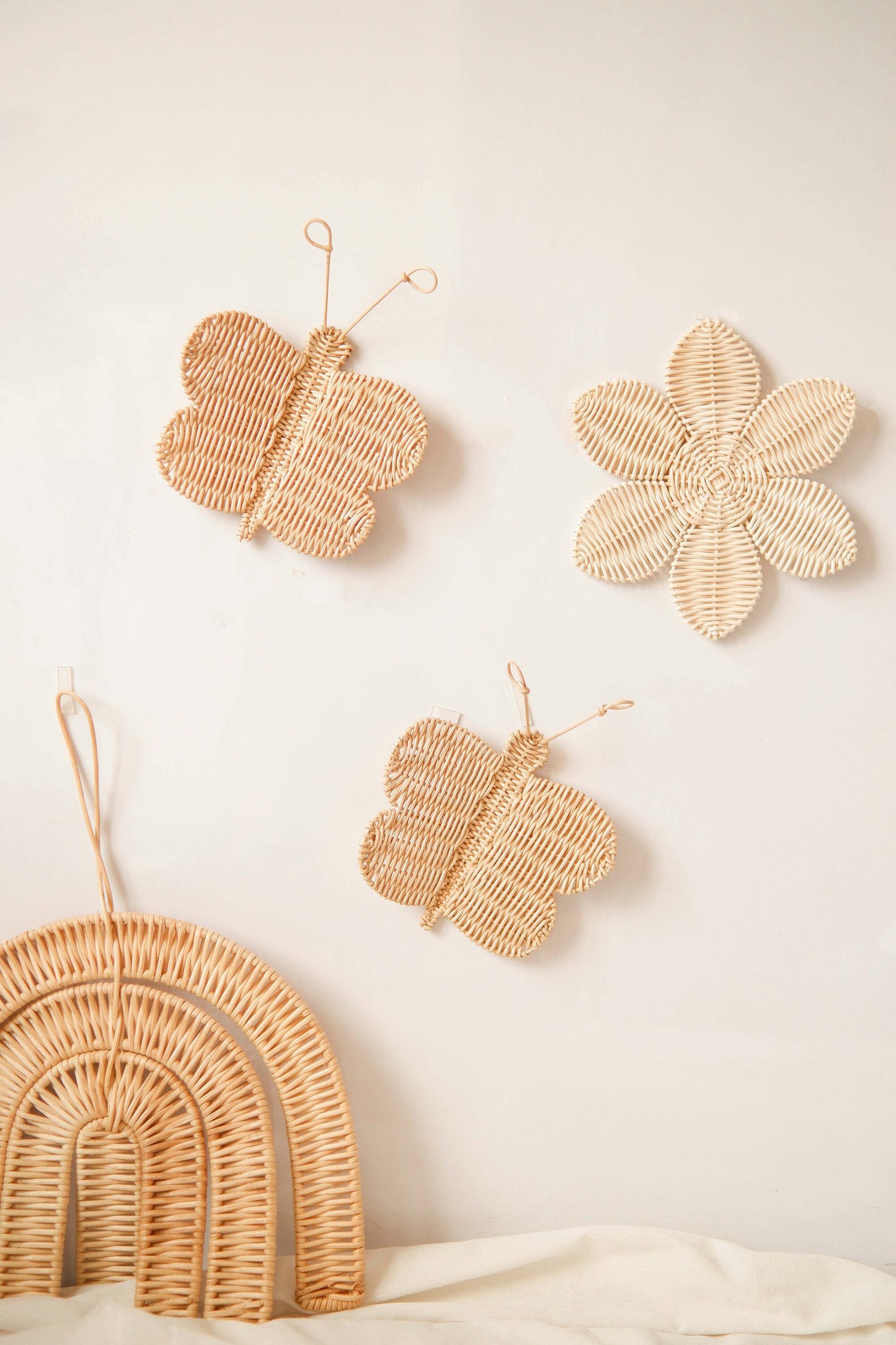Rattan Butterlfy Wall Decor Set, Rattan Nursery Wall Decor, Buttterfly Kids Decor, Boho Girl Nursery Decor, Birthday Party Decor Kids