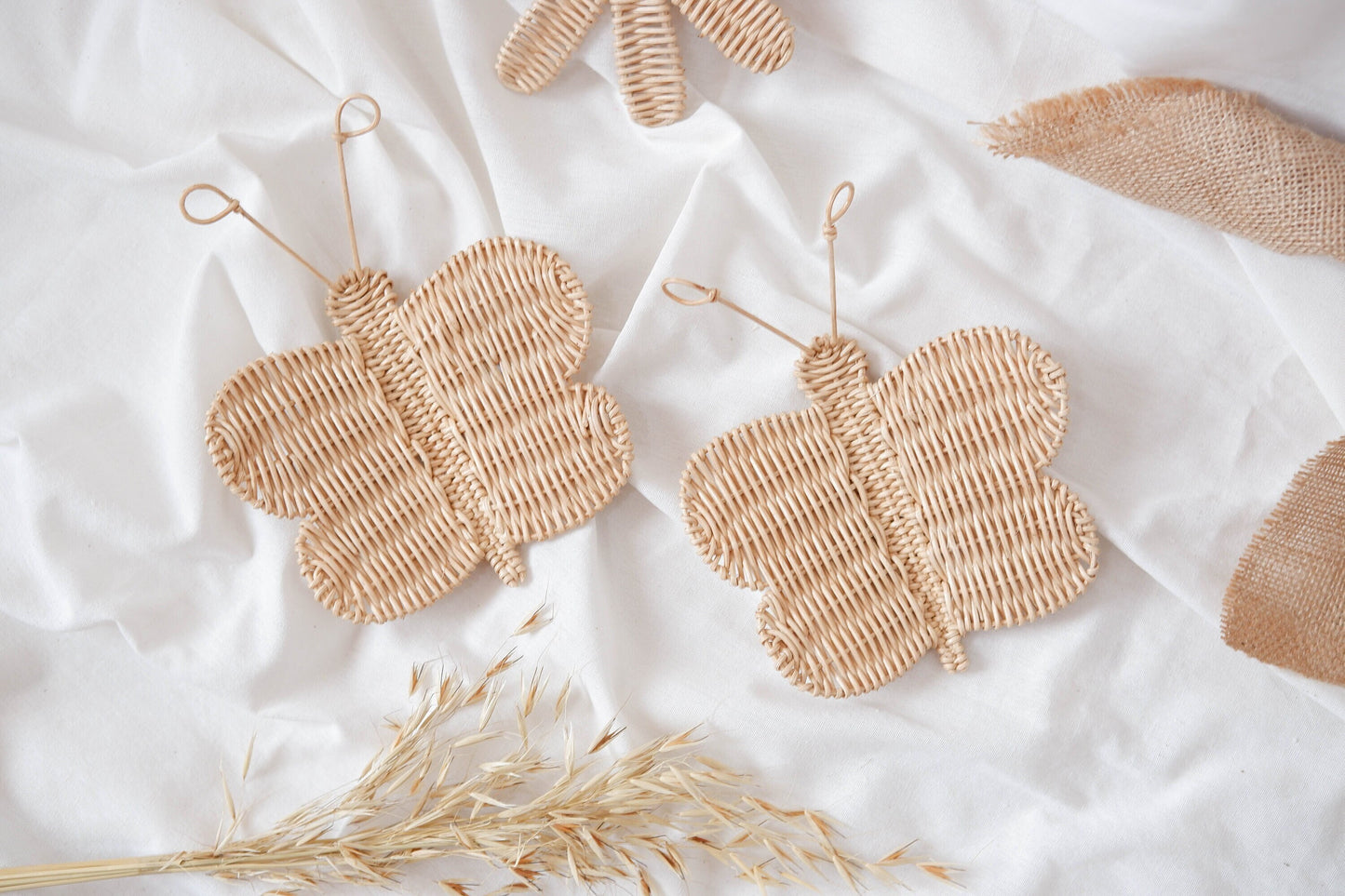 Rattan Butterlfy Wall Decor Set, Rattan Nursery Wall Decor, Buttterfly Kids Decor, Boho Girl Nursery Decor, Birthday Party Decor Kids