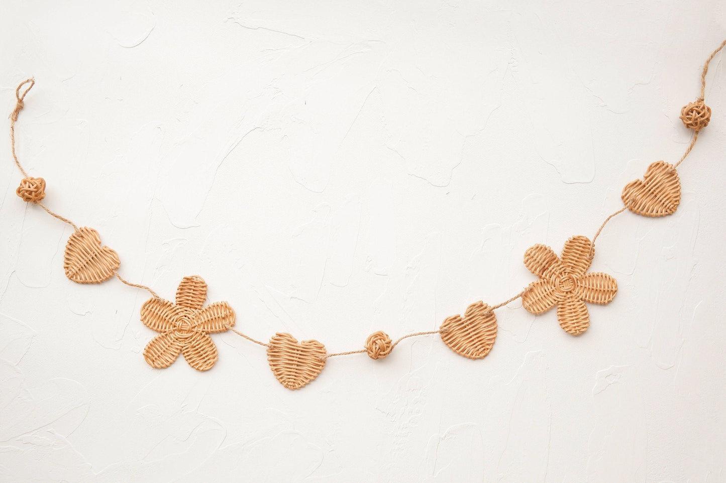 Flower Garland Wall Decor, Rattan Garland Party, Boho Rattan Nursery Decor, Felt Daisy Garland, Flag Rattan Decor, Baby Girl Nursery Decor