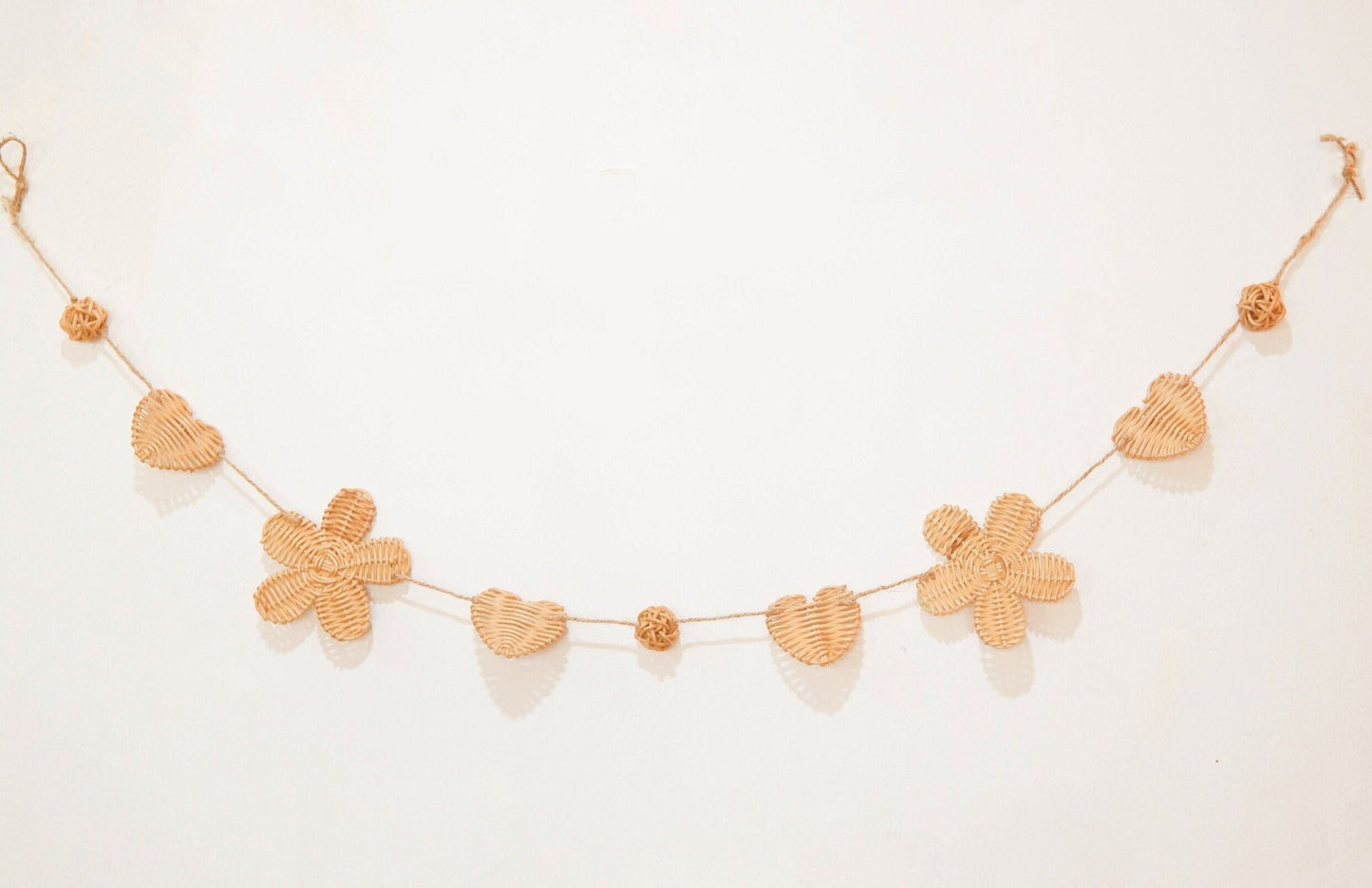 Flower Garland Wall Decor, Rattan Garland Party, Boho Rattan Nursery Decor, Felt Daisy Garland, Flag Rattan Decor, Baby Girl Nursery Decor