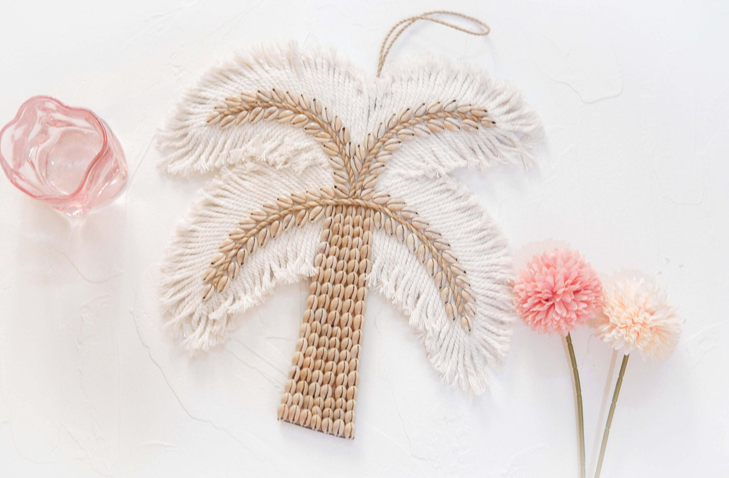 Palm Tree Shell Nursery Decor, Boho Beach Nursery Decor, Brown Sea Shell Wall Hanging, Boho Kids Room Decor, Coastal Playroom Wall Decals