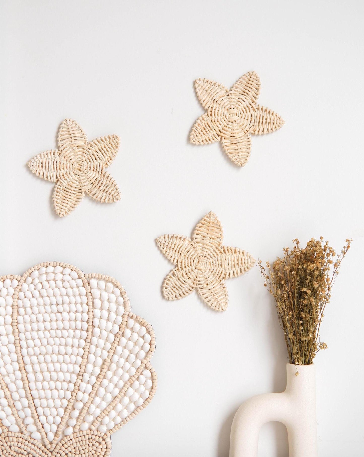 Rattan Nursery Wall Decor Set, Boho Wall Decor For Nursery, Rattan Starfish Nursery Decor, Toddler Room Decor Boho, Boho Beach Girl Nursery