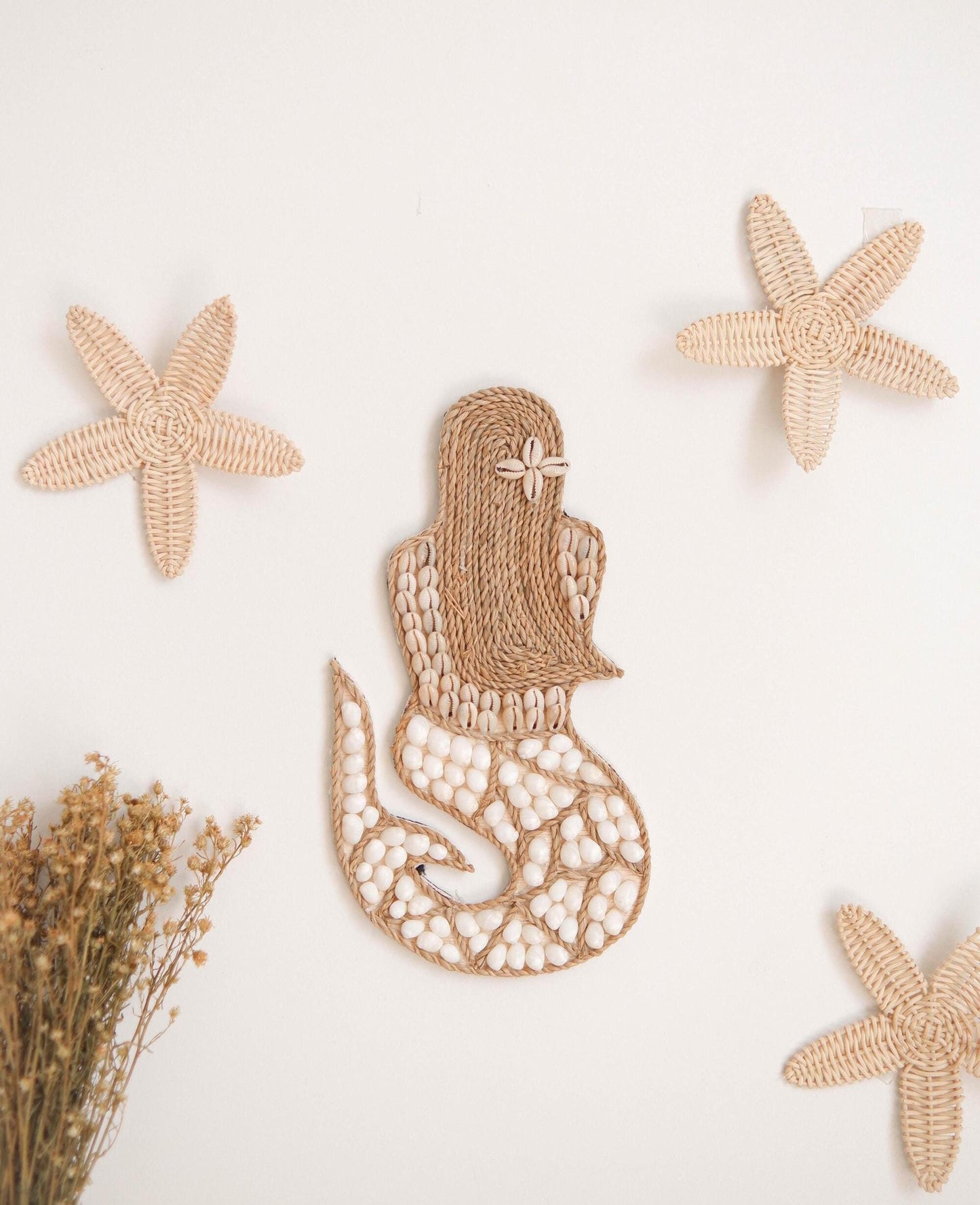 Mermaid Sea Shell Wall Decor, Boho Nursery Wall Decor, Mermaid Ocean Girls Room, Mermaid Decor for Kids, Boho Beach Nursery Decor, Baby Room
