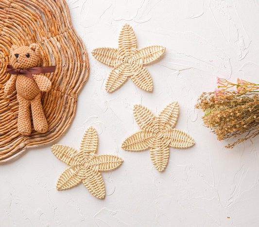 Rattan Nursery Wall Decor Set, Rattan Starfish Decor, Beach Nursery Decor, Boho Nursery Wall Decor, Coastal Baby Room Decor, Kids Playroom