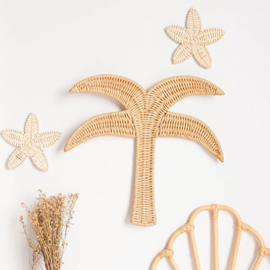 Rattan Palm Tree Wall Decor, Rattan Nursery Wall Decor, Boho Beach Nursery Decor, Surfer Kids Room Decor, Wicker Kids Decor, Kids Playroom