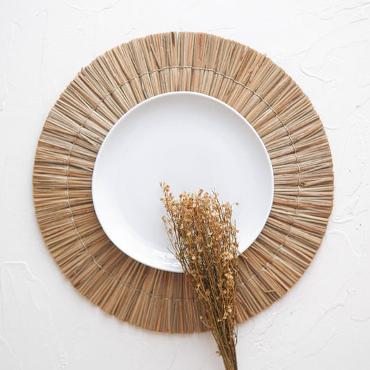 Round Seagrass Placemats, Boho Placemats for Round Table, Wedding Placemat Woven, Boho Charger Plates, Rustic Wedding Table Setting Decor