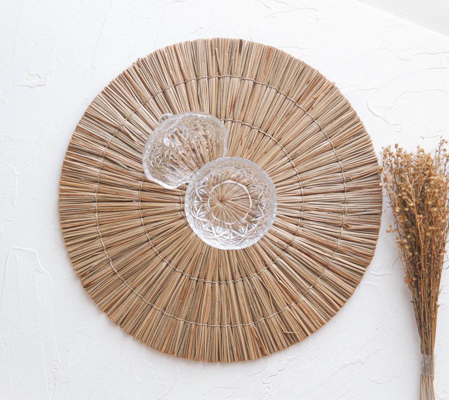 Round Seagrass Placemats, Boho Placemats for Round Table, Wedding Placemat Woven, Boho Charger Plates, Rustic Wedding Table Setting Decor